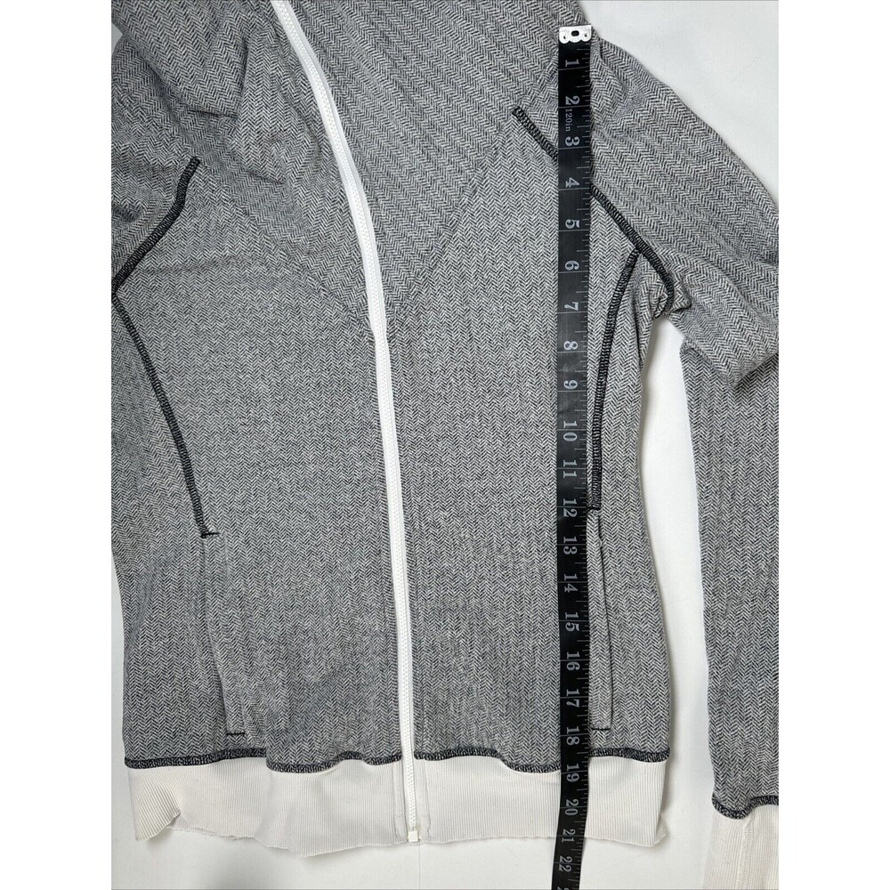 Lululemon Jacket Womens 8 Gray Herringbone Zip Up Athletic Yoga Fitted High Neck - Picture 10 of 16